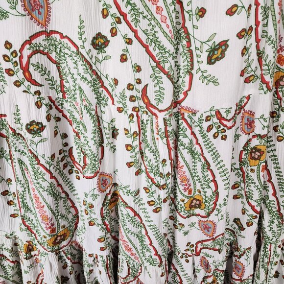 George White Crinkle Paisley Printed Pull On Tiered Midi Skirt - Picture 2 of 5